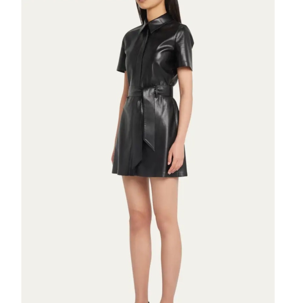 Nanushka Vegan Leather Mini Shirt Dress